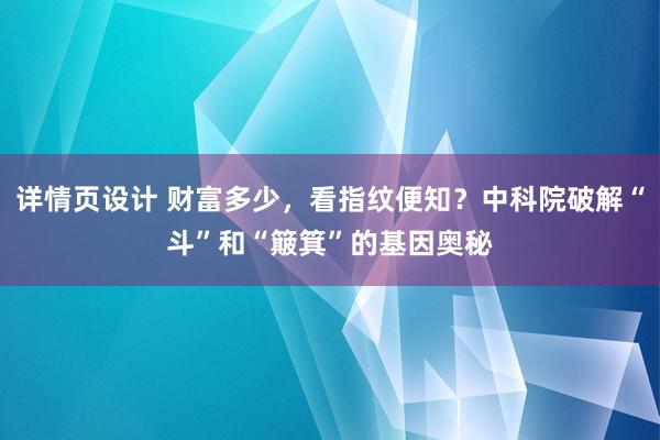 详情页设计 财富多少，看指纹便知？中科院破解“斗”和“簸箕”的基因奥秘